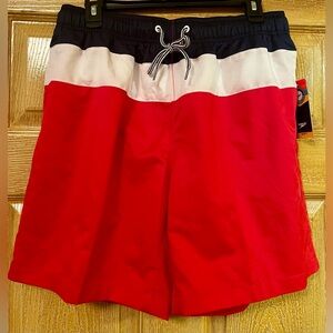 NWT Men’s Speedo Red, White, and Blue Swim Trunks size Large